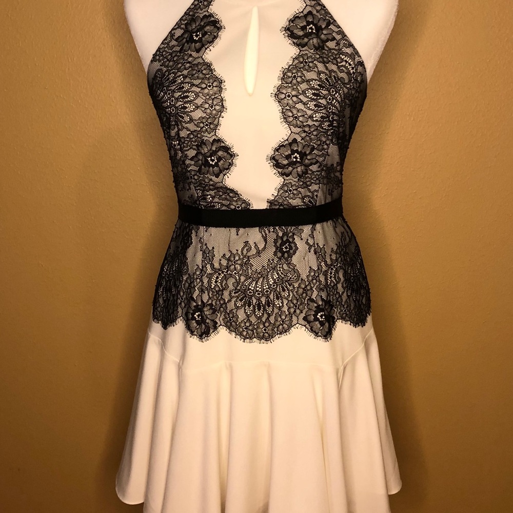 BCBG Women’s White-Black Lace Dress